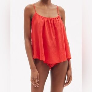 Loup charmant scoop neck red silk camisole top